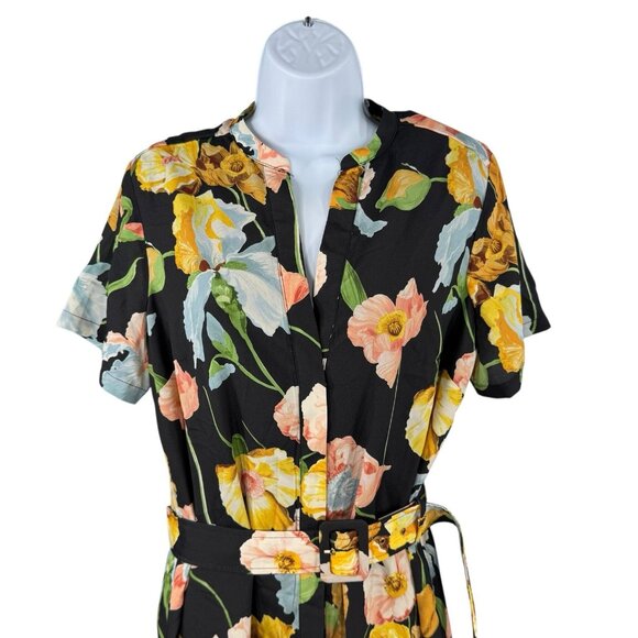 Tuckernuck NEW Black Moonlit Iris Camille Belted Short Sleeve Maxi Dress Size M - Picture 5 of 11